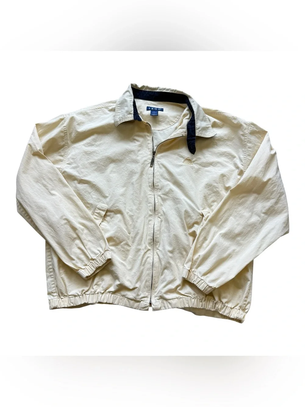 Vintage IZOD Harrington Jacket Yellow Cotton Full Zip Lightweight Golf Coat L